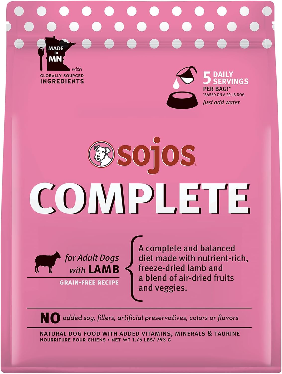 Sojos Freeze-Dried Raw Complete Lamb Dog Food