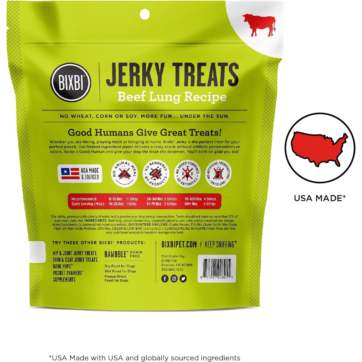 Bixbi Dog Beef Lung Jerky Dog Treats