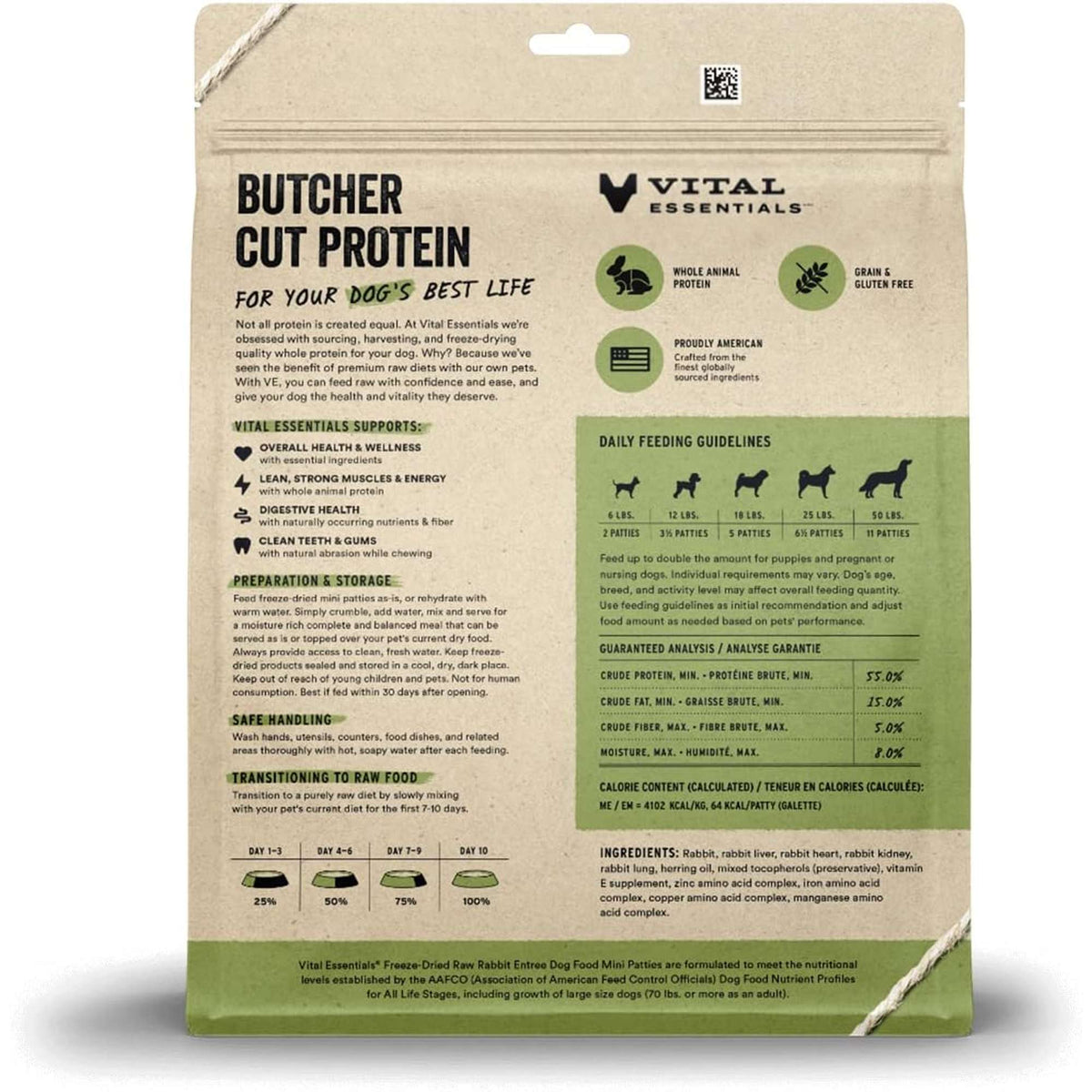 Vital Essentials Freeze-Dried Raw Rabbit Dog Food