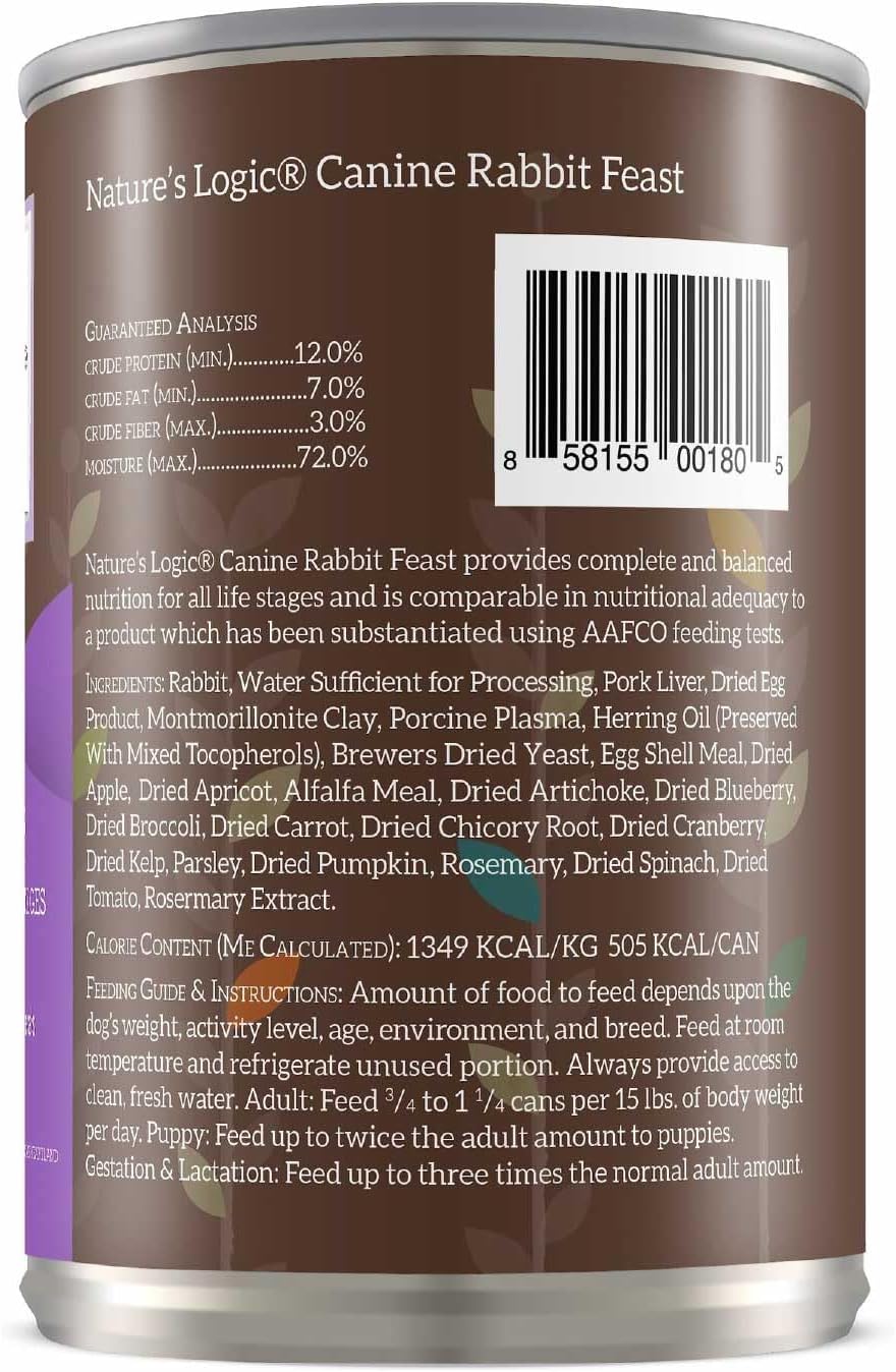 Nature&#39;s Logic Canine Rabbit Feast Canned Dog Food