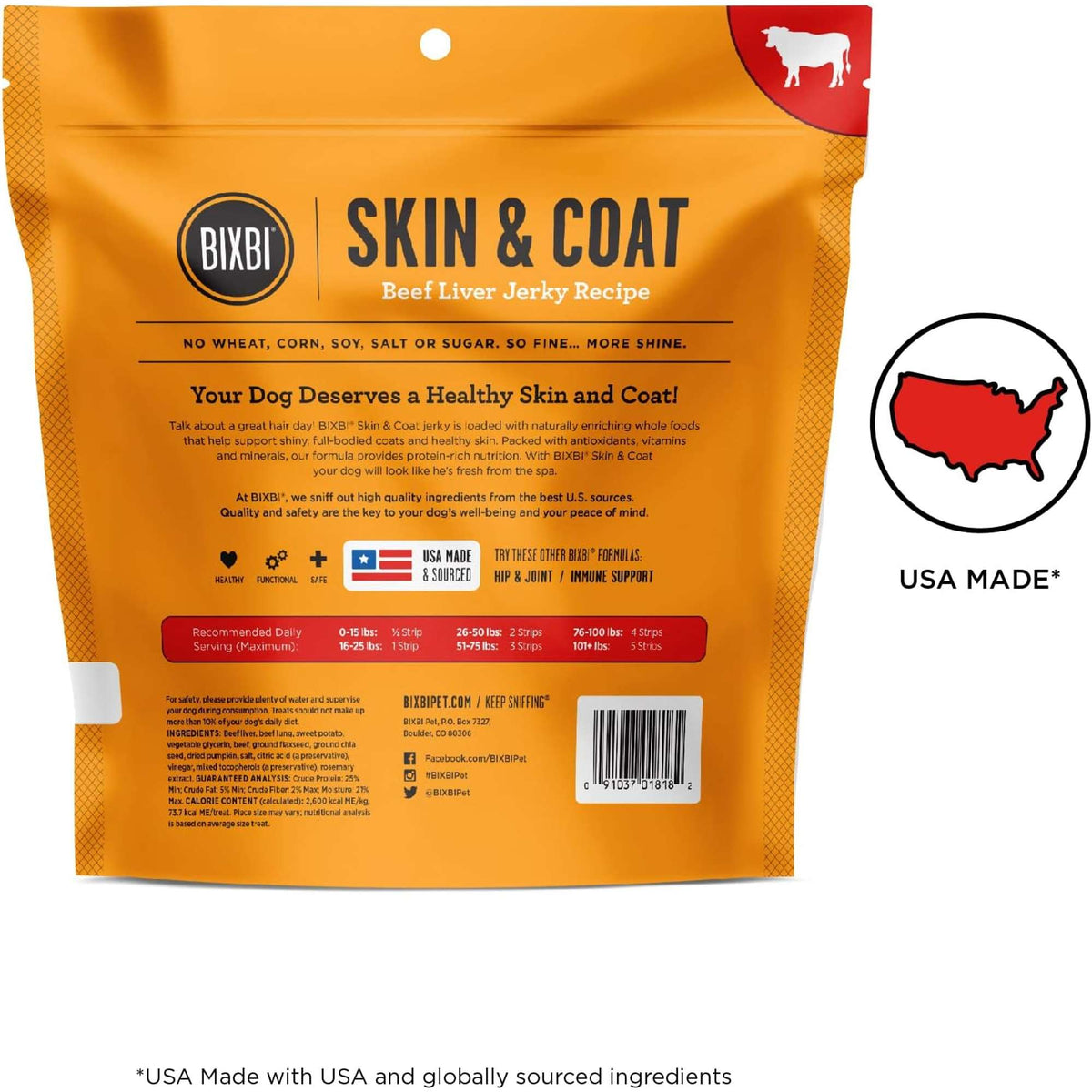 Bixbi Skin &amp; Coat Beef Liver Jerky Dog Treats