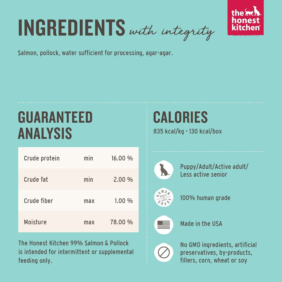 The Honest Kitchen Meal Booster 99% Salmon &amp; Pollock Dog Meal Topper