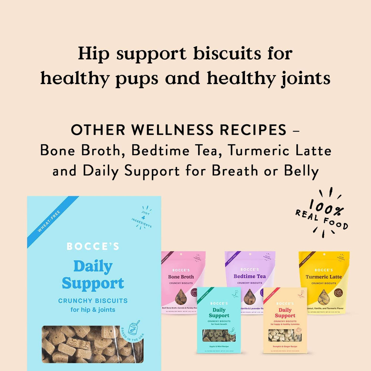 Bocce&#39;s Bakery Daily Support Hip + Peanut Butter Dog Treats