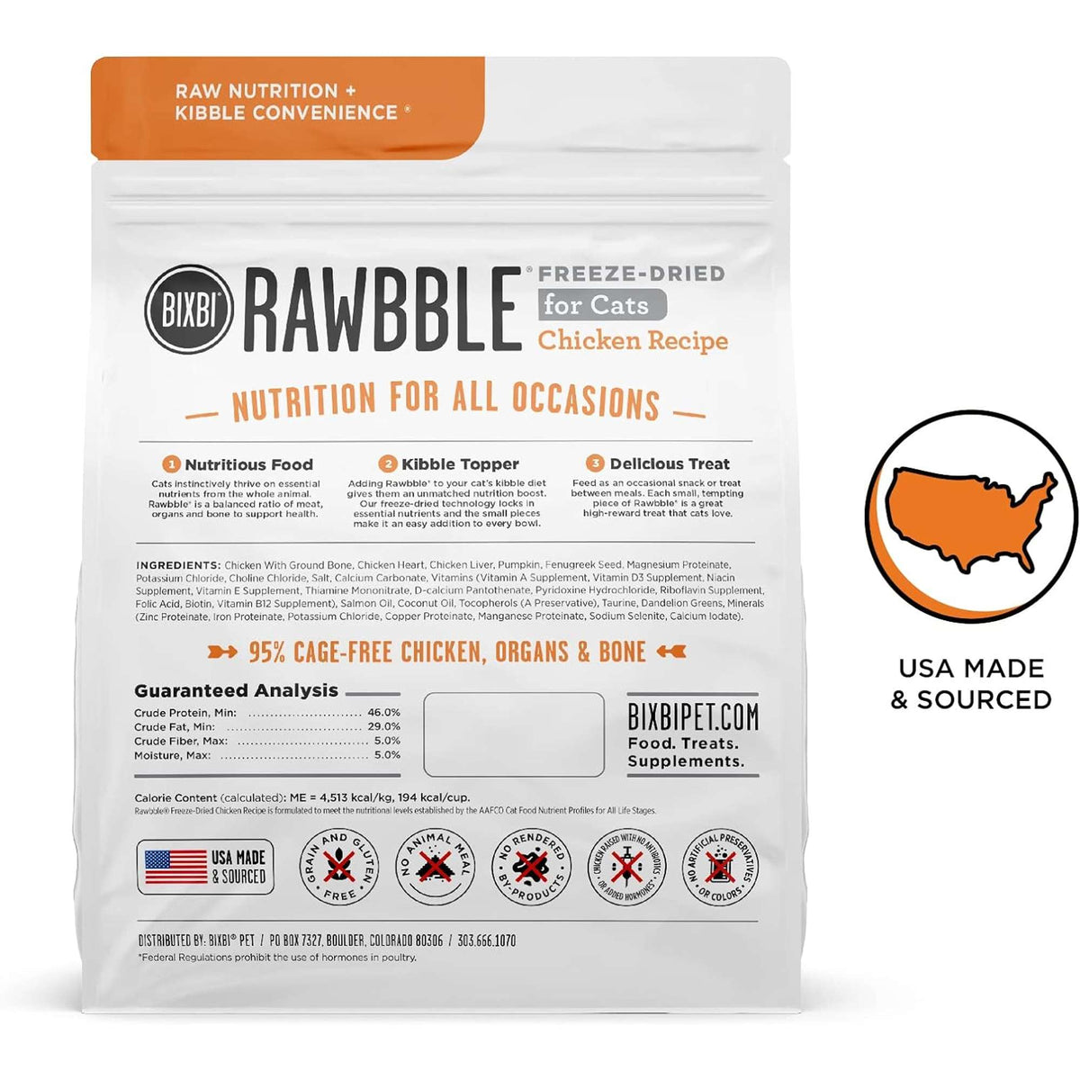 Bixbi Rawbble Freeze-Dried Grain Free Chicken Cat Food
