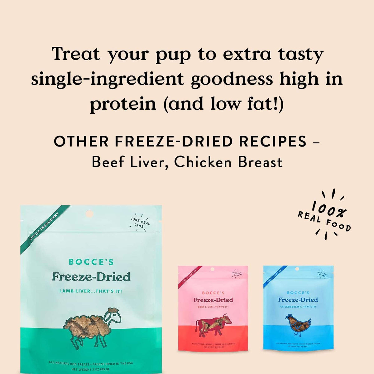 Bocce&#39;s Bakery Freeze-Dried Lamb Liver Dog Treats