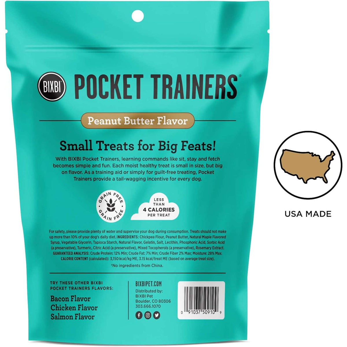 Bixbi Pocket Trainers Peanut Butter Dog Treats