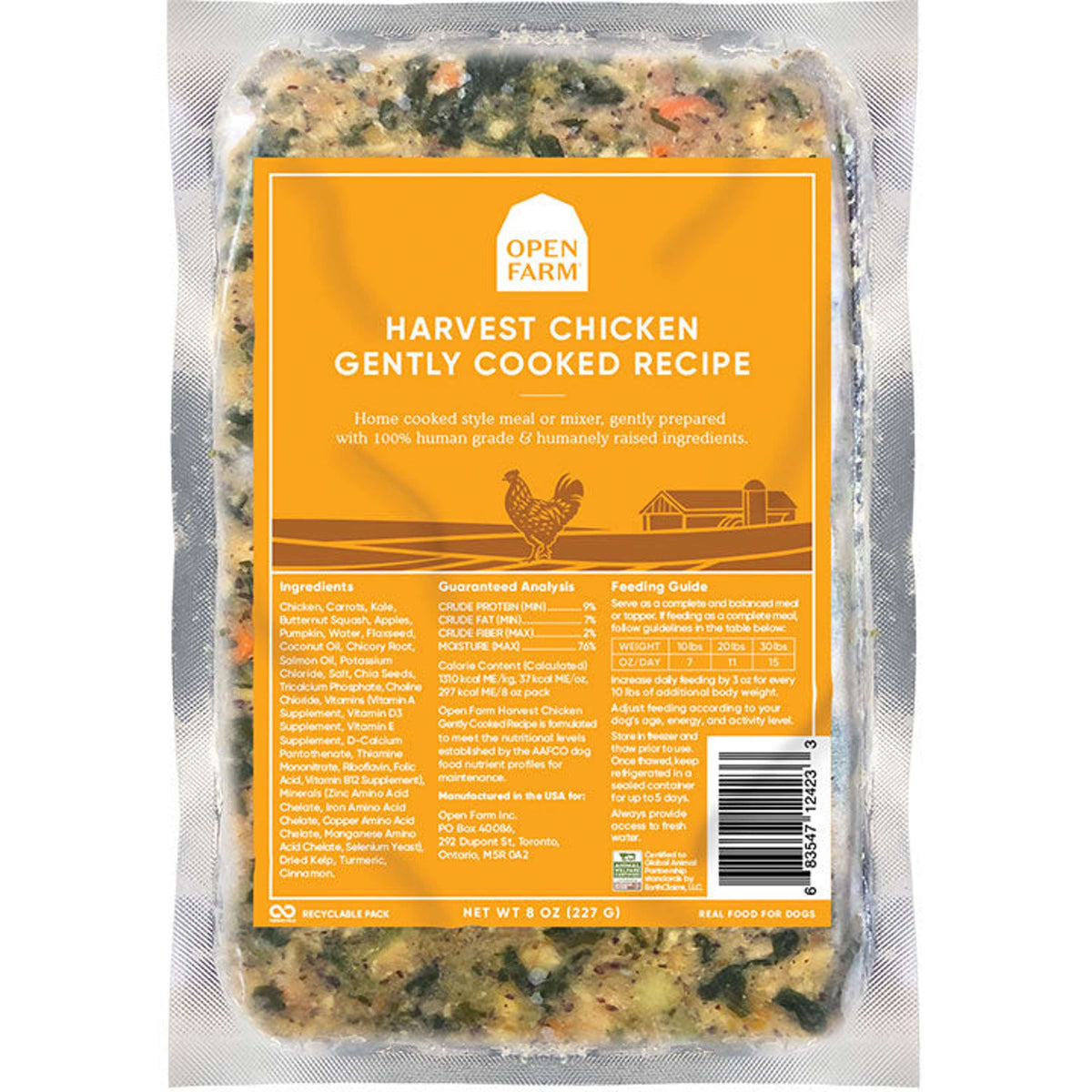 Open Farm Gently Cooked Harvest Chicken Frozen Dog Food