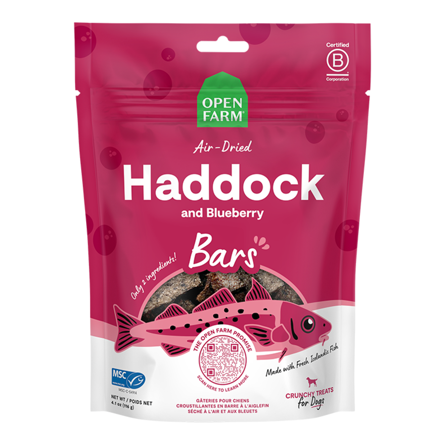 Open Farm Air-Dried Haddock & Blueberry Bars Dog Treats