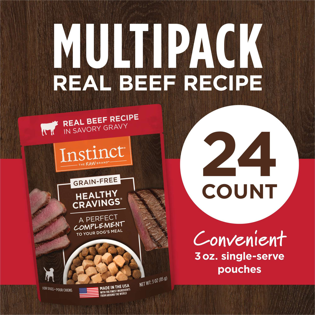 Instinct Healthy Cravings Grain-Free Real Beef Recipe Wet Dog Food Topper