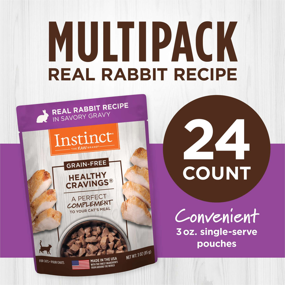 Instinct Healthy Cravings Grain-Free Real Rabbit Recipe in Savory Gravy Wet Cat Food Topper
