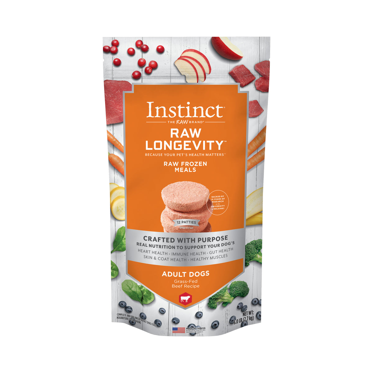 Instinct® Raw Longevity™ Raw Frozen Meals Grass-Fed Beef Recipe for Dogs