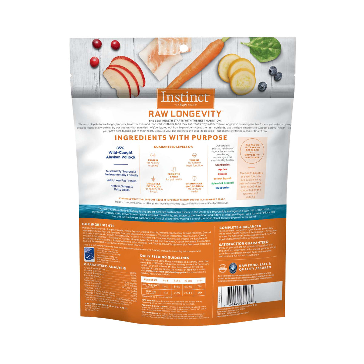 Instinct® Raw Longevity™ 100% Freeze-Dried Raw Meals Wild-Caught Alaskan Pollock Recipe for Dogs