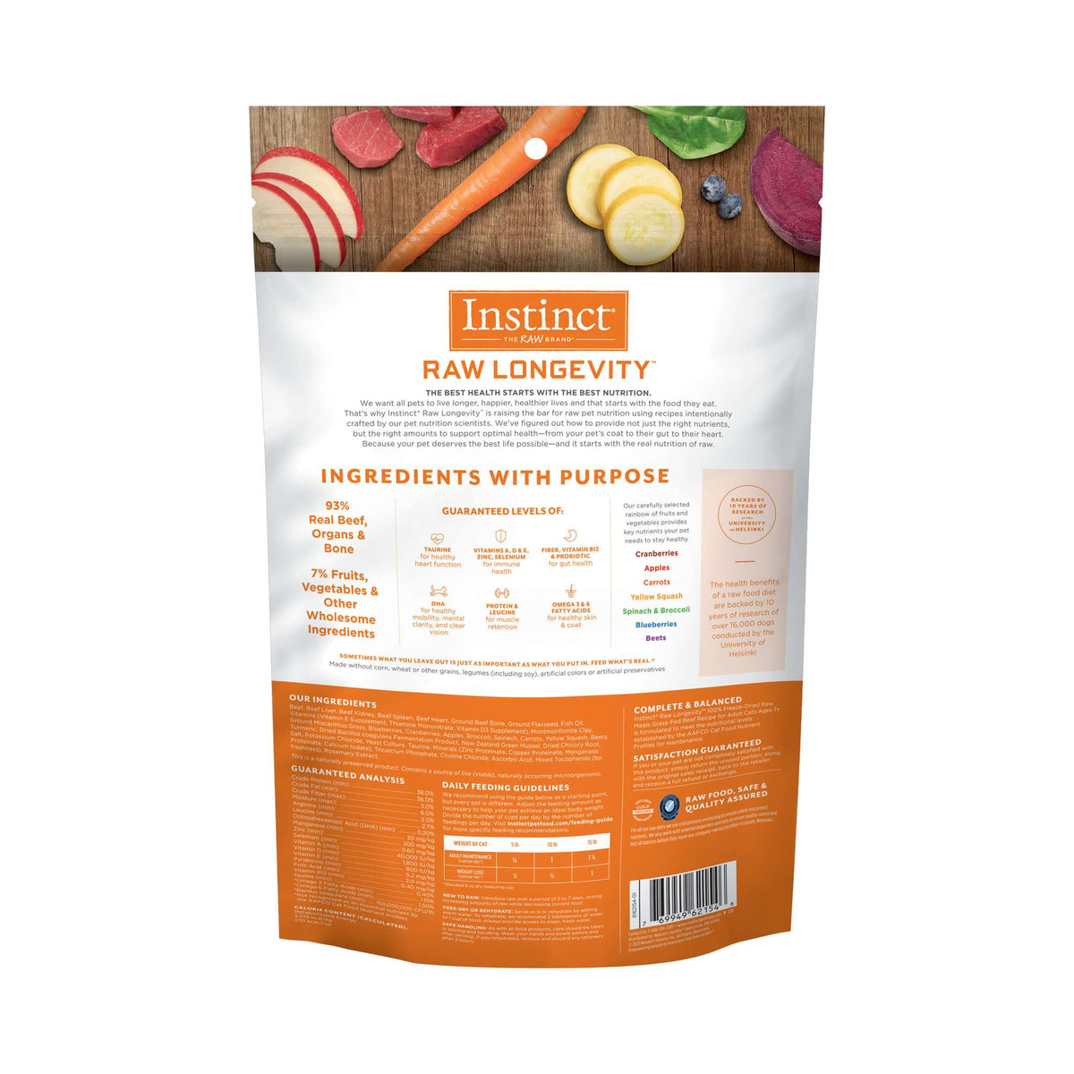 Instinct® Raw Longevity™ 100% Freeze-Dried Raw Meals Grass-Fed Beef Recipe for Adult Cats Ages 7+