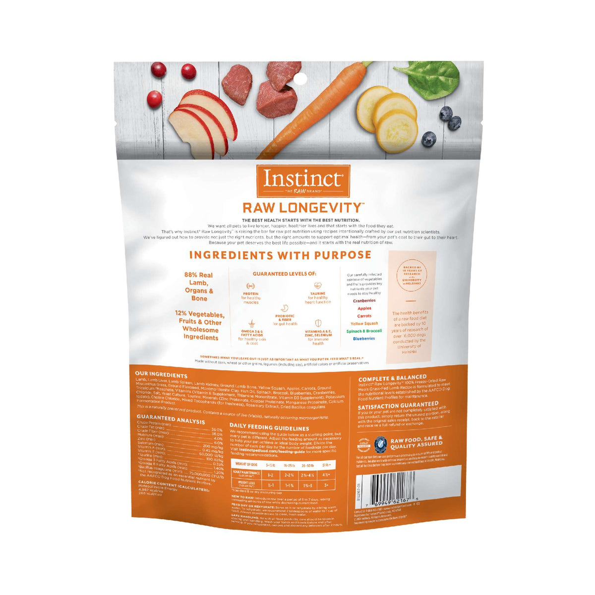 Instinct® Raw Longevity™ 100% Freeze-Dried Raw Meals Grass-Fed Lamb Recipe for Dogs