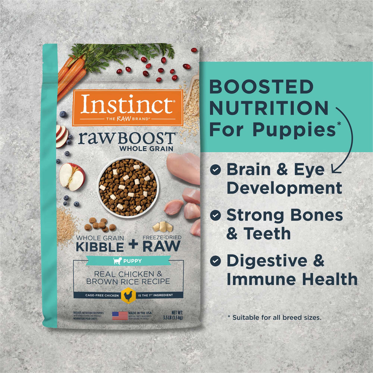 Instinct Raw Boost Puppy Whole Grain Real Chicken &amp; Brown Rice Recipe Dry Dog Food