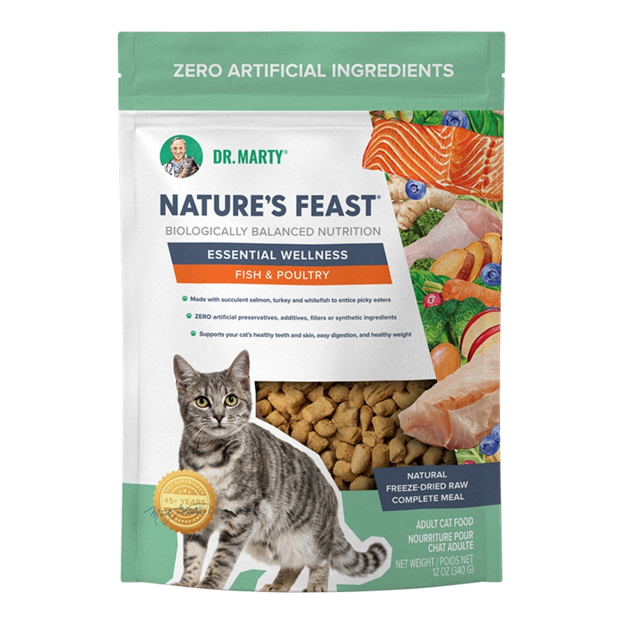 Dr. Marty Freeze-Dried Raw Nature&#39;s Feast Essential Wellness Fish &amp; Poultry Cat Food