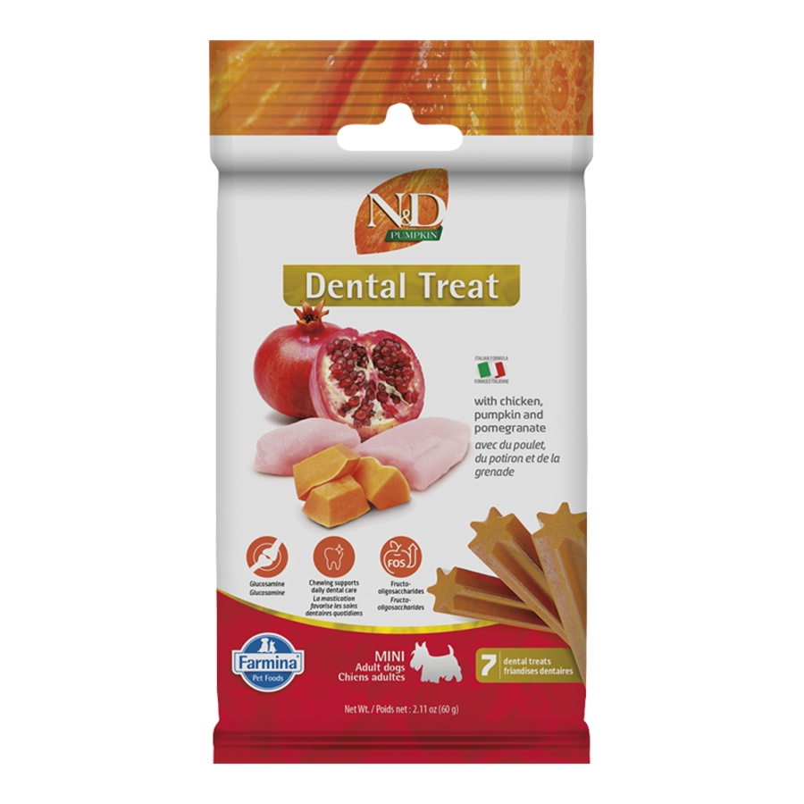 Farmina N&D Pumpkin Dental Treats with Chicken, Pumpkin & Pomegranate Mini Dog Treats