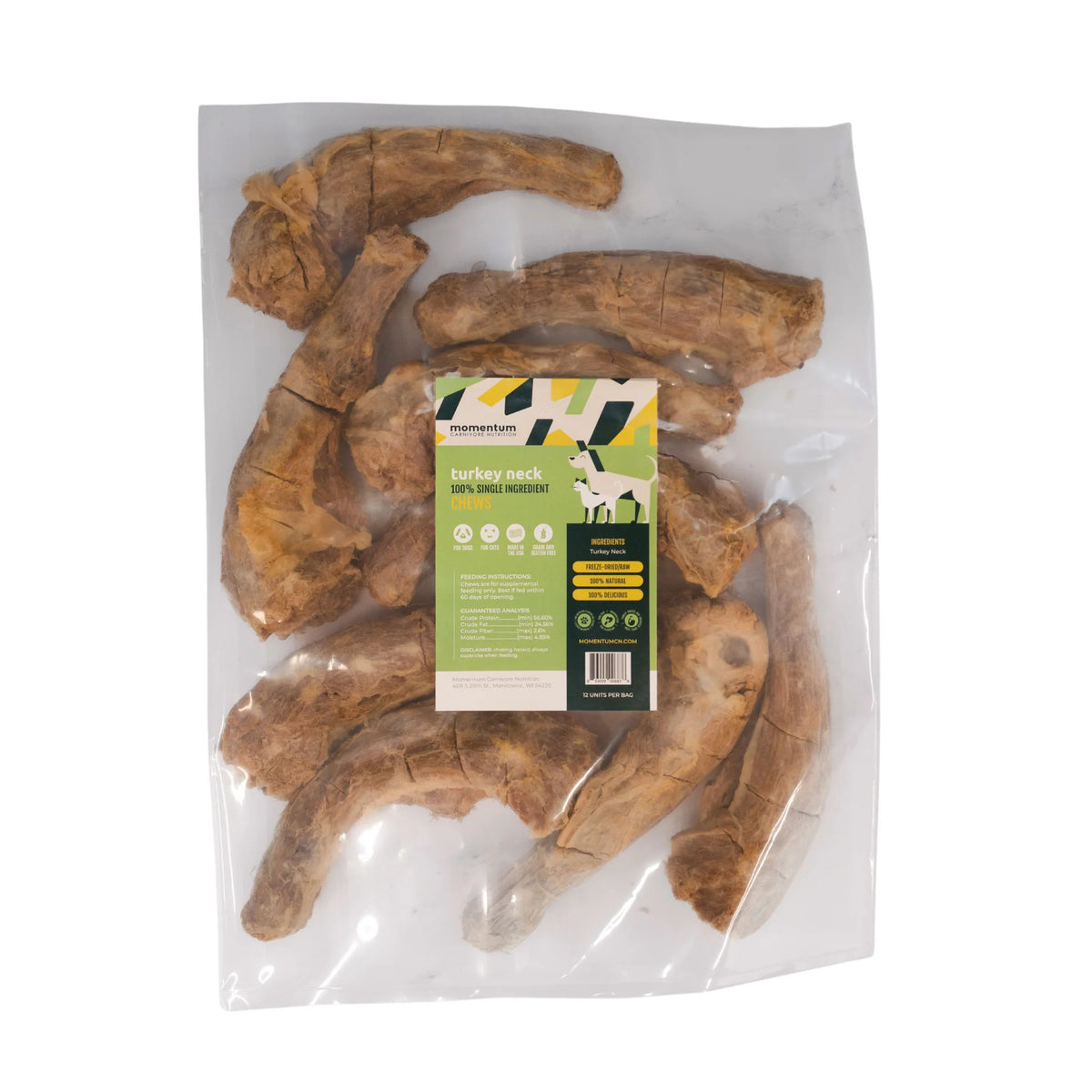 Momentum Carnivore Nutrition Freeze-Dried Turkey Neck Dog &amp; Cat Chews