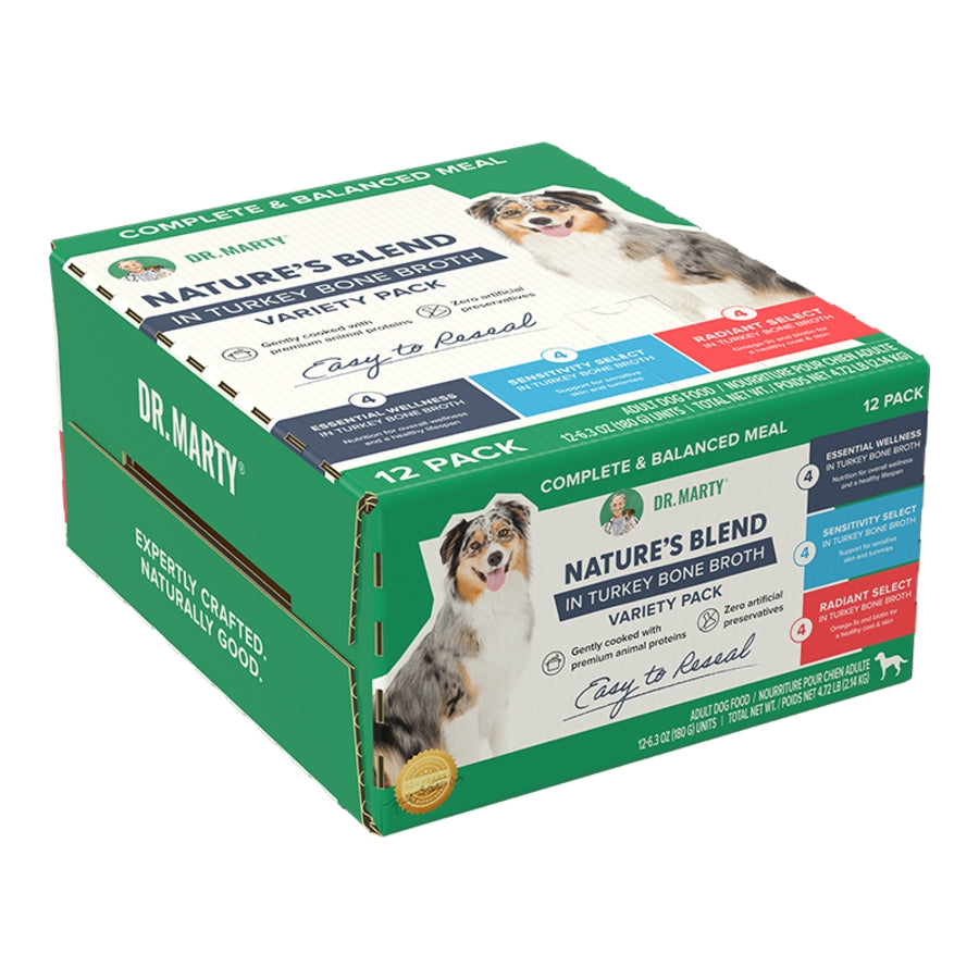 Dr. Marty Nature&#39;s Blend in Turkey Bone Broth Variety Pack Dog Food