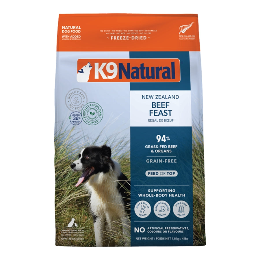K9 Natural Freeze-Dried Beef Feast Topper or Dog Food