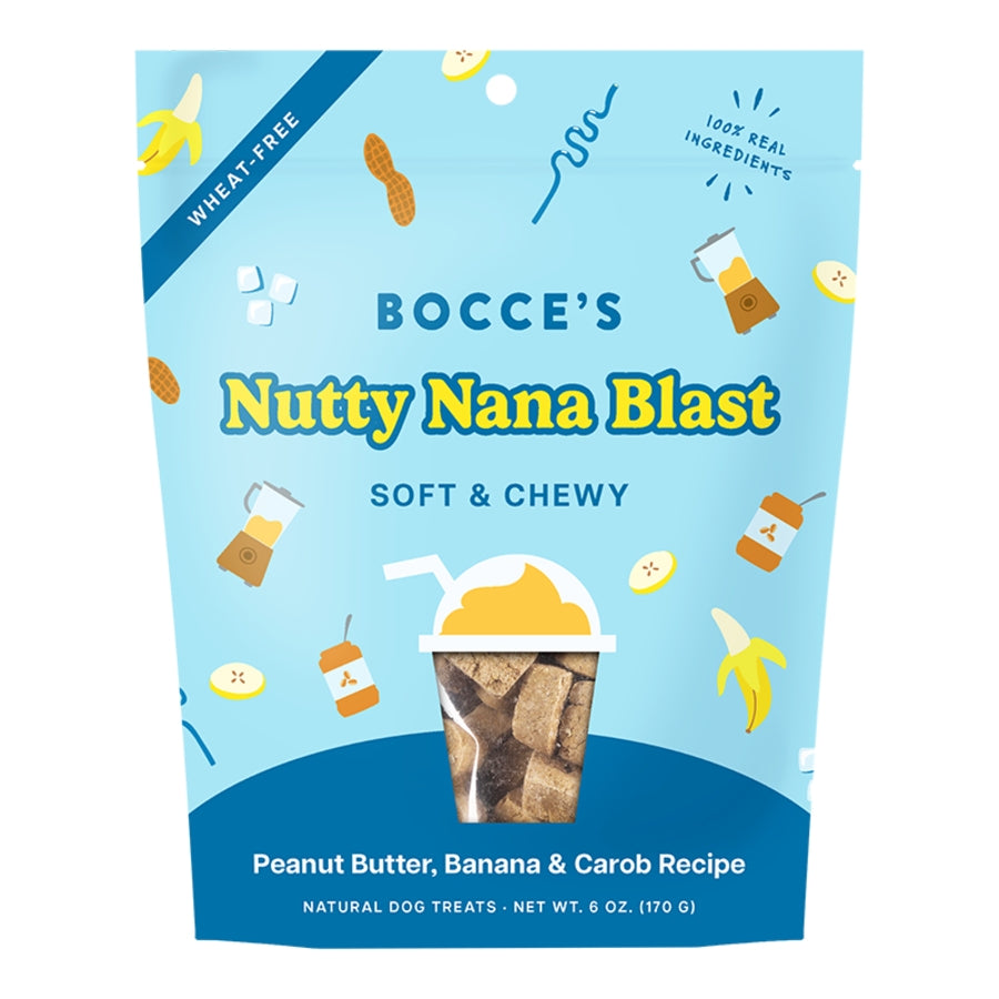 Bocce&#39;s Bakery Nutty Nana Blast Peanut Butter, Banana &amp; Carob Soft &amp; Chewy Dog Treats