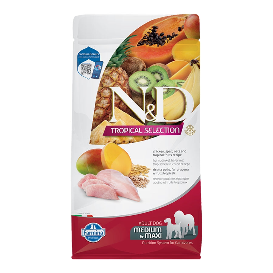 Farmina N&D Tropical Selection Chicken, Spelt, Oats & Tropical Fruits Medium & Maxi Dog Food