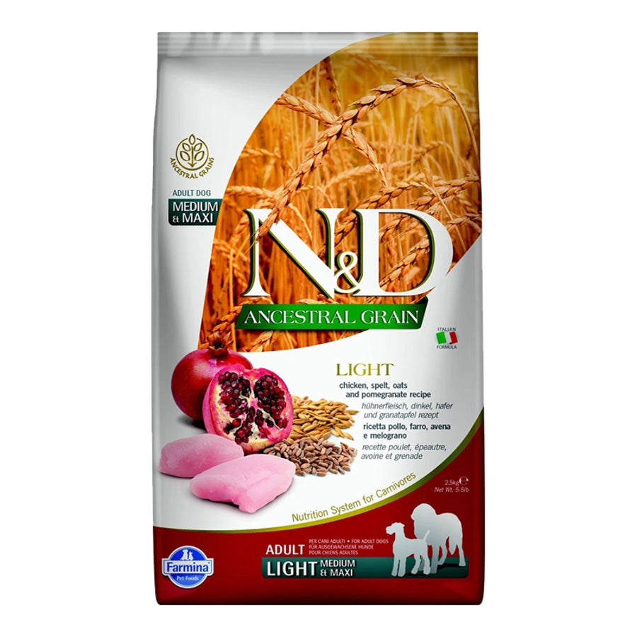 Farmina N&D Ancestral Grains Chicken & Pomegranate Light Medium & Maxi Dog Food