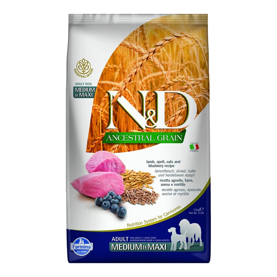 Farmina N&D Ancestral Grains Lamb & Blueberry Medium & Maxi Dog Food