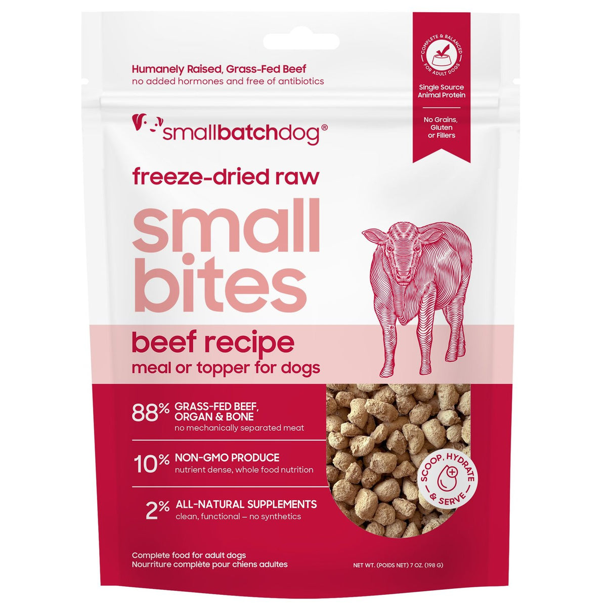 Small Batch Freeze-Dried Raw Small Bites Beef Meal or Topper Dog Food