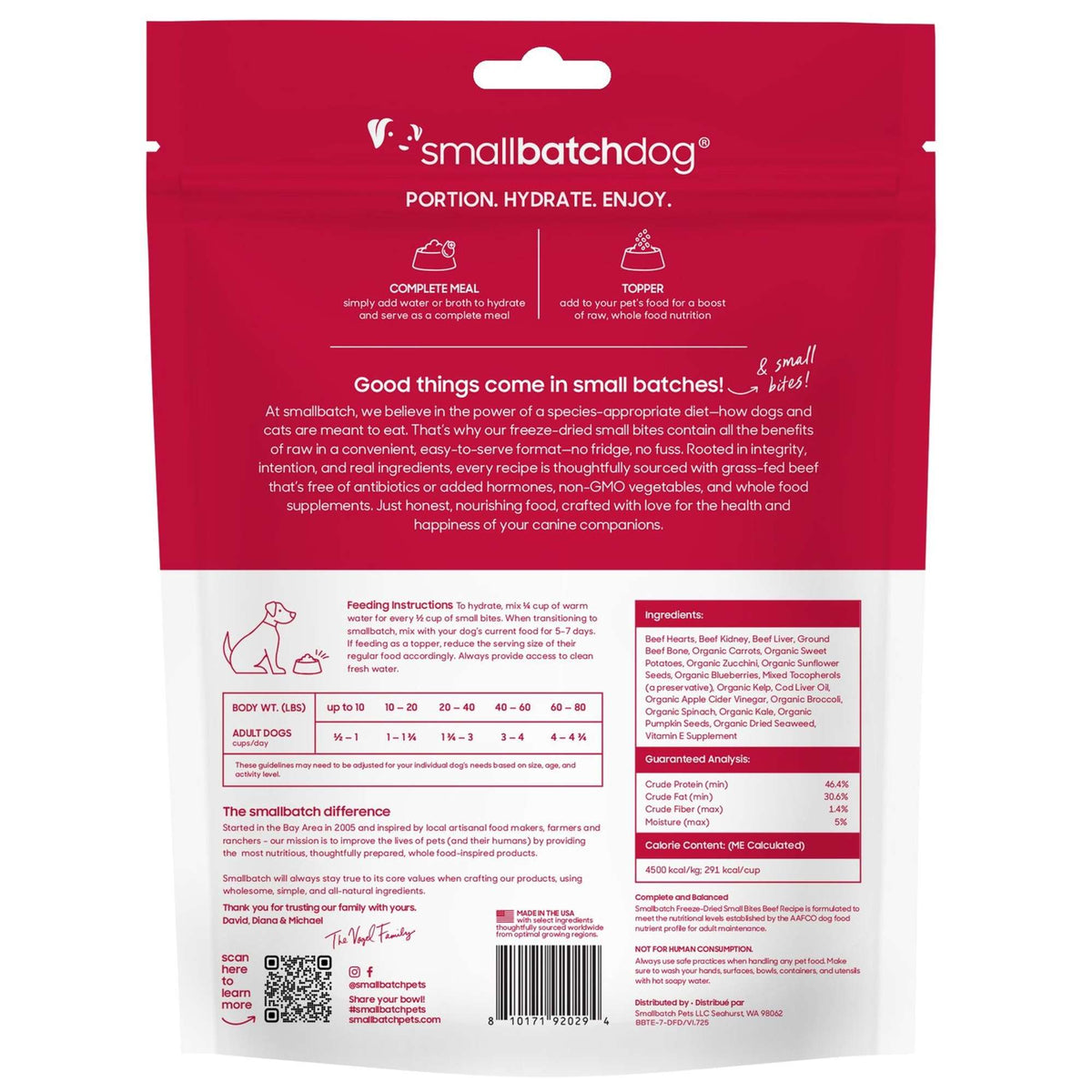 Small Batch Freeze-Dried Raw Small Bites Beef Meal or Topper Dog Food