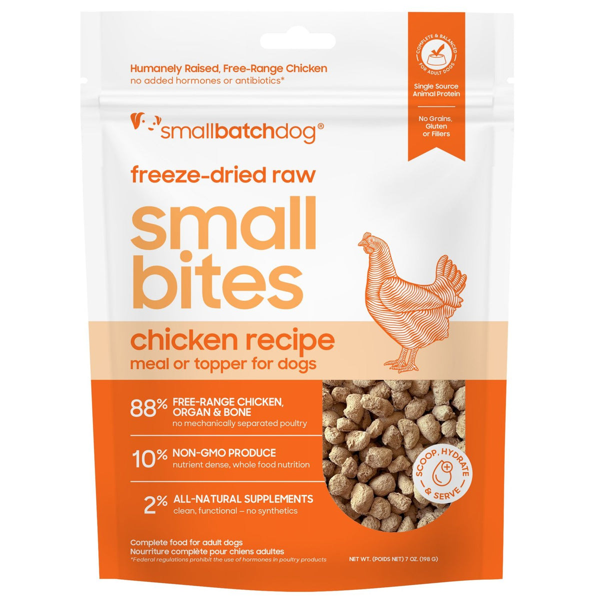 Small Batch Freeze-Dried Raw Small Bites Chicken Meal or Topper Dog Food
