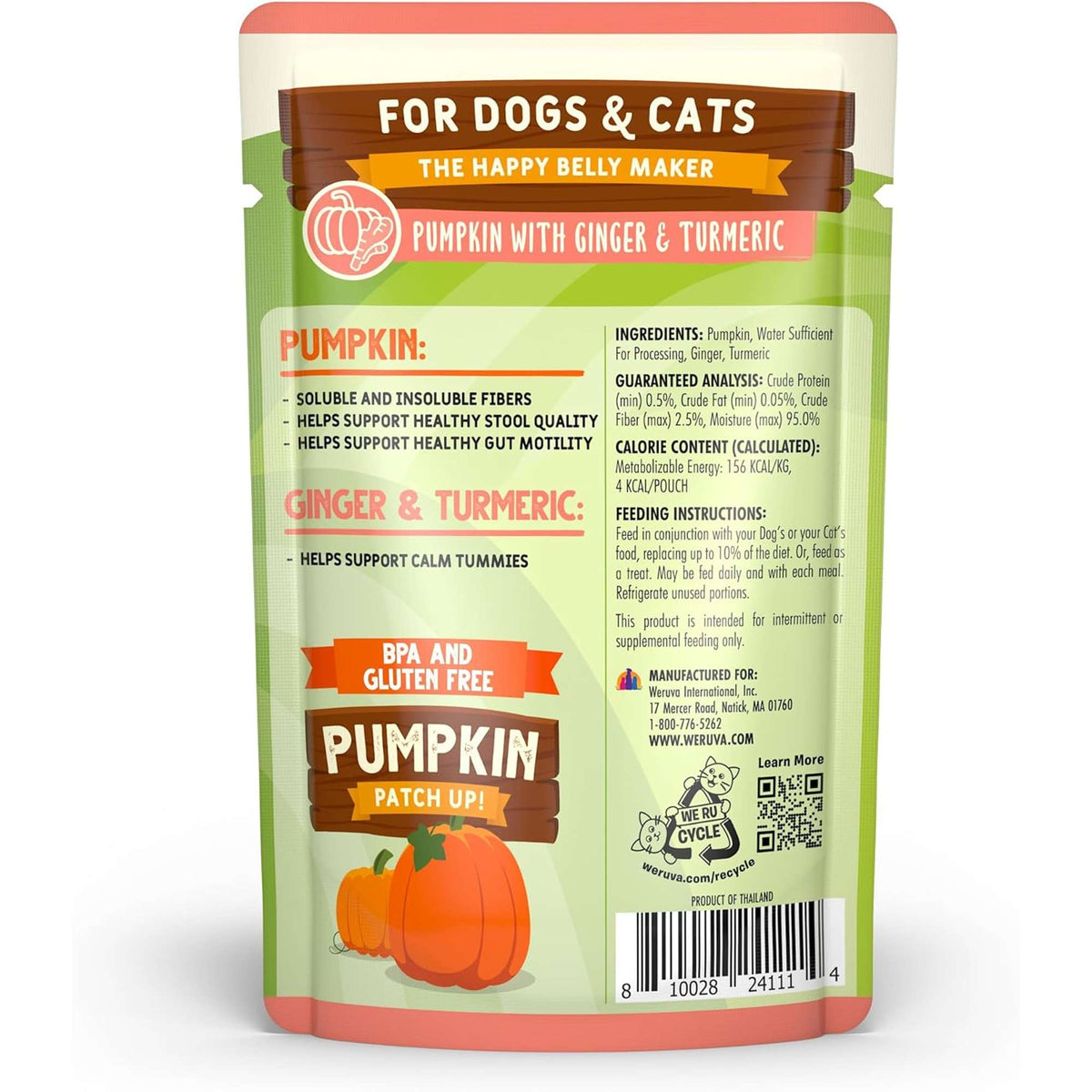Weruva Pumpkin Patch Up! Pumpkin with Ginger &amp; Turmeric Dog &amp; Cat Food Supplement