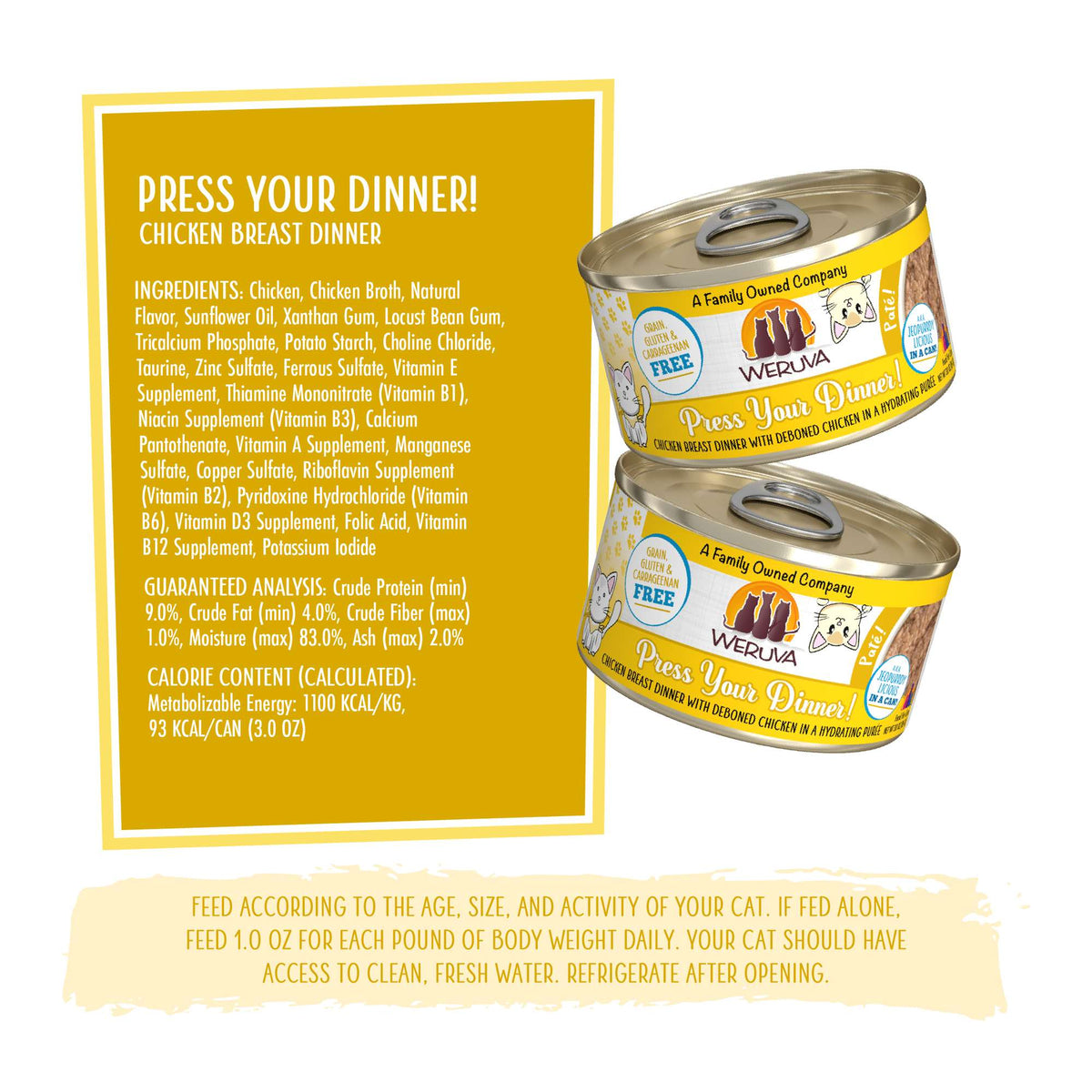 Weruva Paté! Press Your Dinner! Chicken in Purée Canned Cat Food