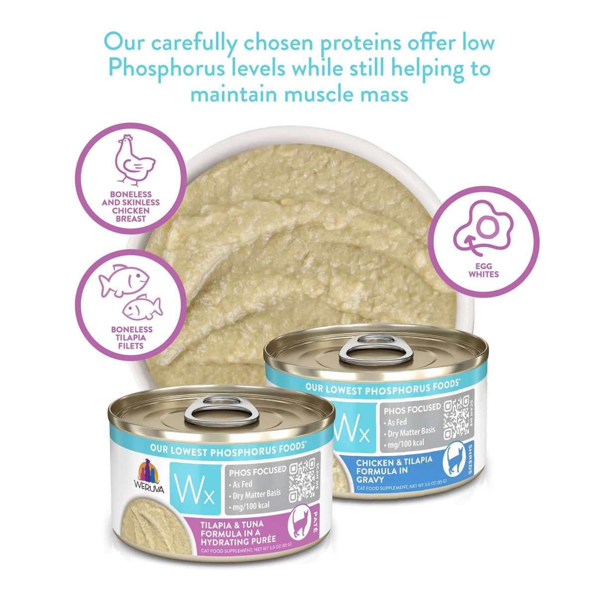 Weruva Wx Phos Focused Tilapia &amp; Tuna in Purée Canned Cat Food
