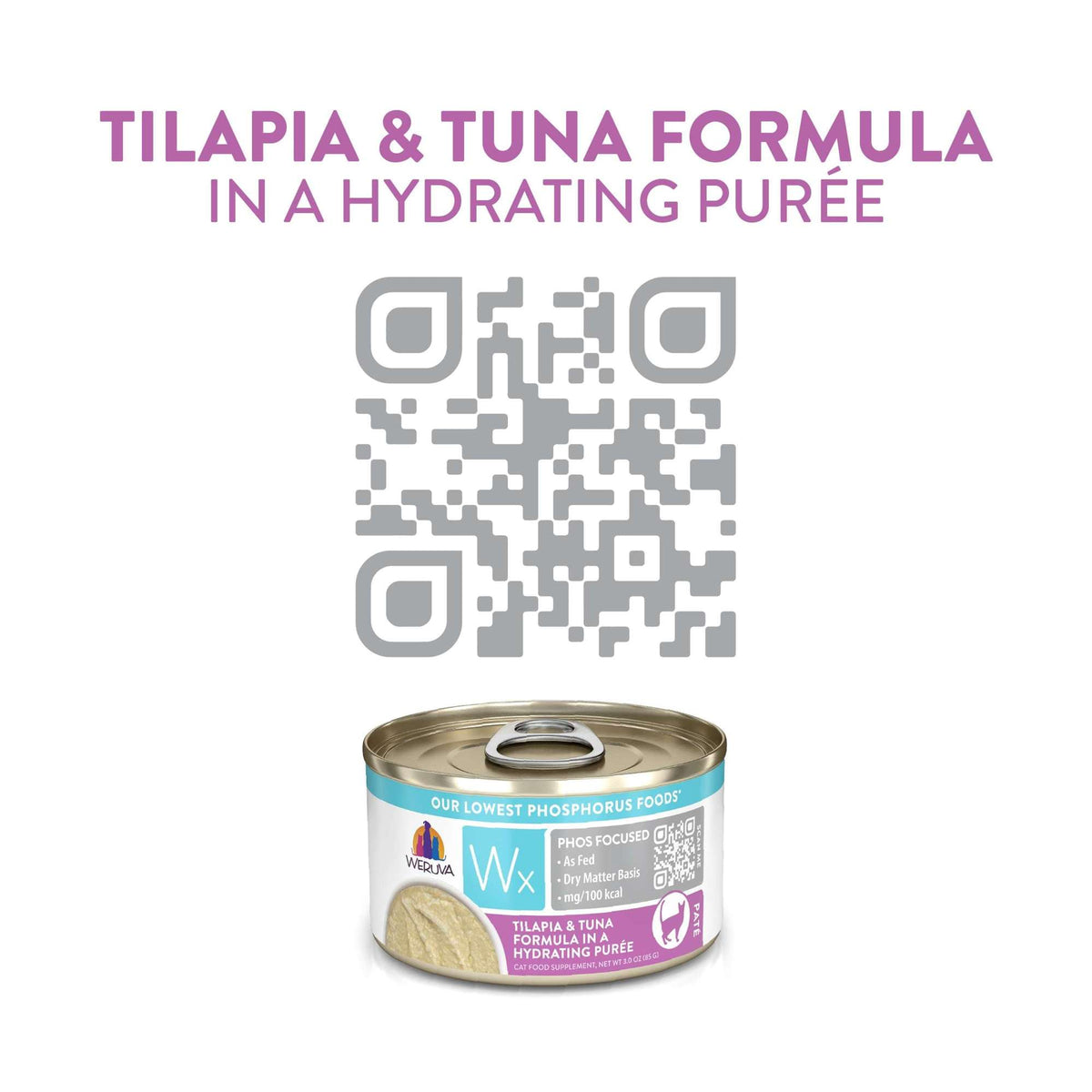 Weruva Wx Phos Focused Tilapia &amp; Tuna in Purée Canned Cat Food