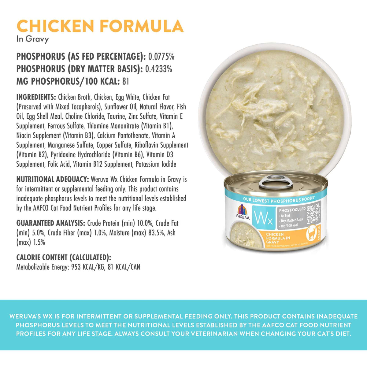 Weruva Wx Phos Focused Chicken in Gravy Canned Cat Food