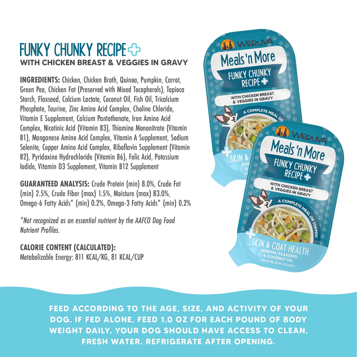 Weruva Meals &#39;n More Funky Chunky Recipe+ Chicken &amp; Veggies Dog Food Cup