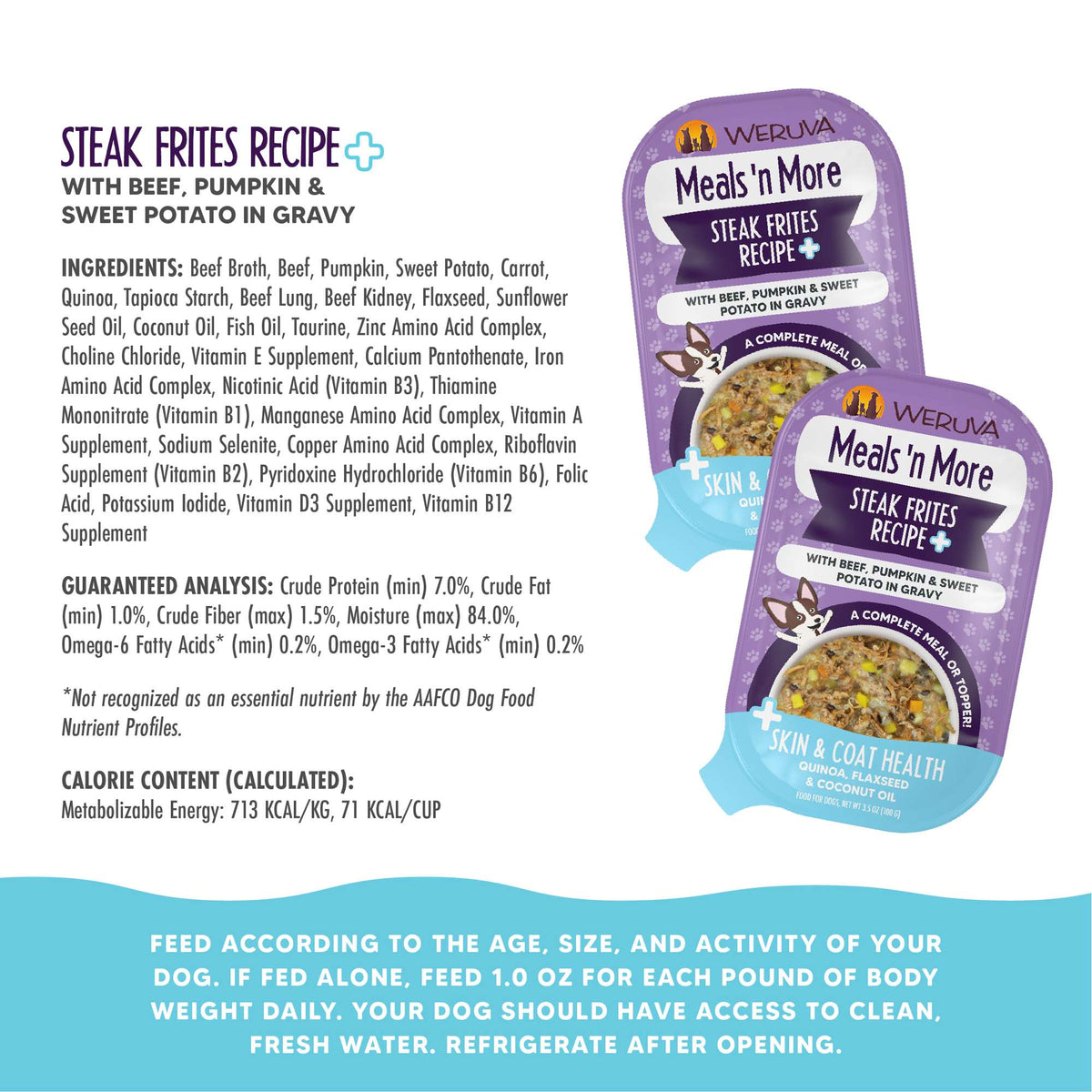 Weruva Meal N&#39; More Steak Frites Recipe+ Beef, Pumpkin &amp; Sweet Potatoes Dog Food Cup