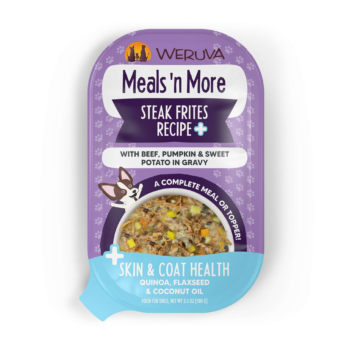 Weruva Meal N&#39; More Steak Frites Recipe+ Beef, Pumpkin &amp; Sweet Potatoes Dog Food Cup
