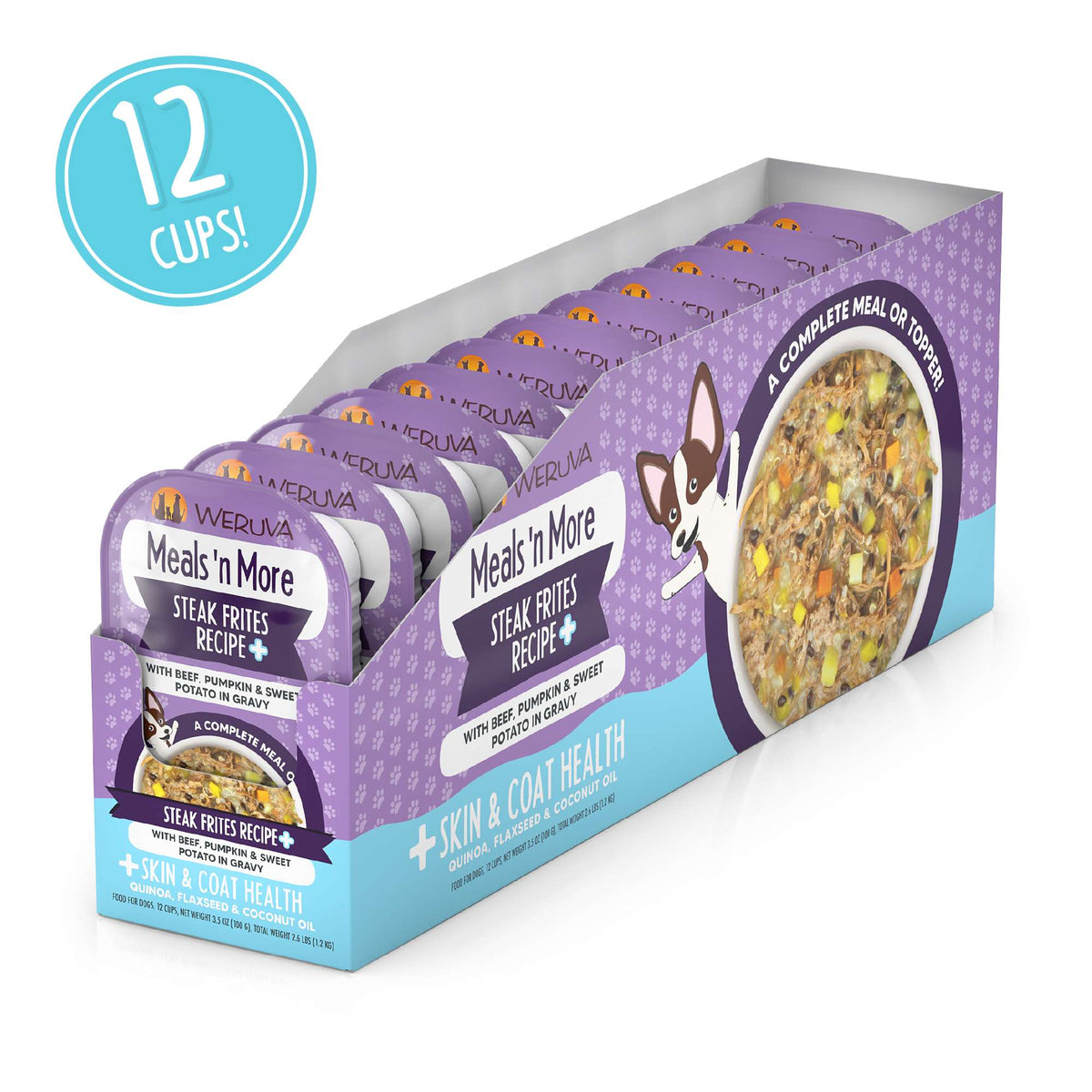 Weruva Meal N&#39; More Steak Frites Recipe+ Beef, Pumpkin &amp; Sweet Potatoes Dog Food Cup