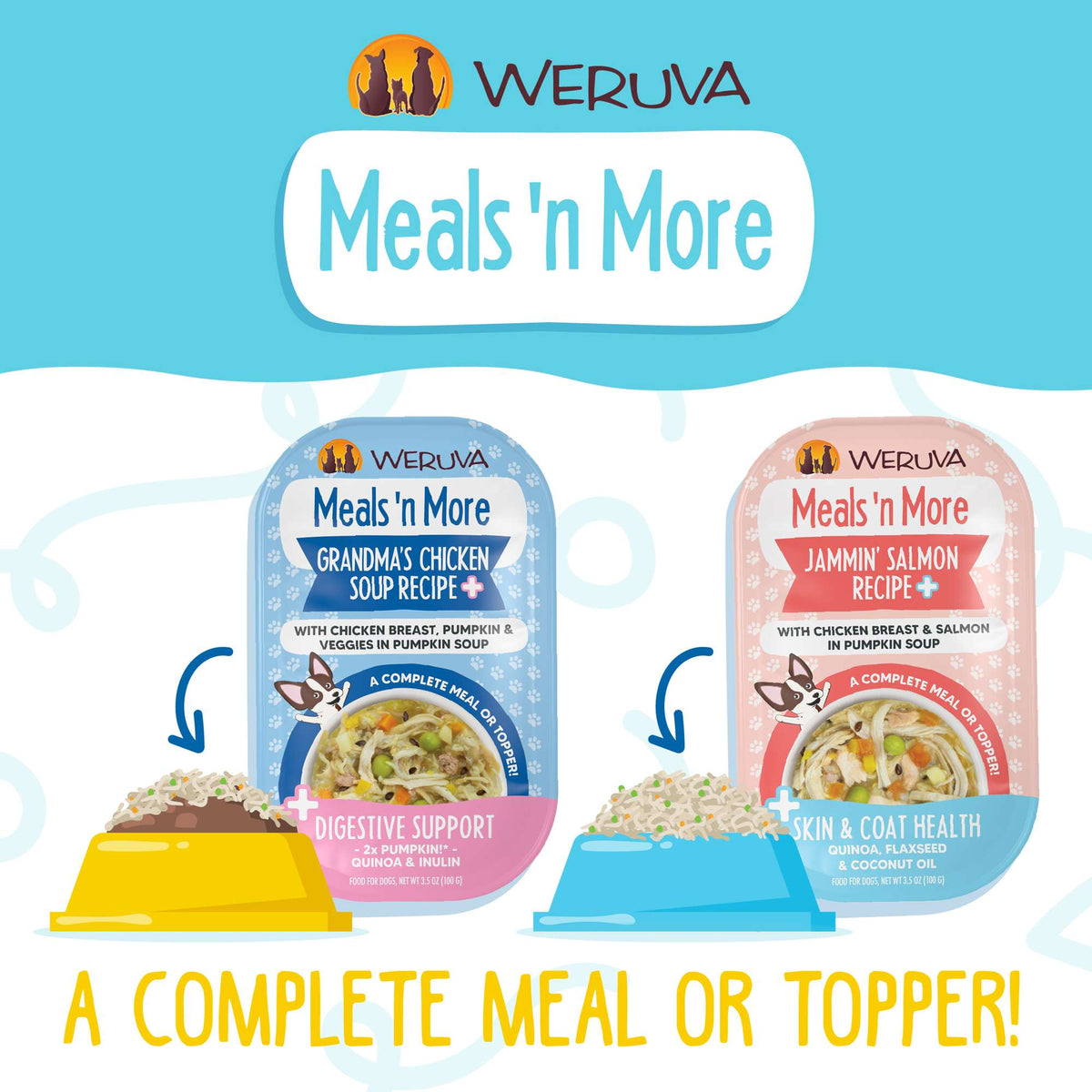 Weruva Meals N&#39; More Jammin&#39; Salmon Recipe+ Chicken &amp; Salmon in Pumpkin Soup Dog Food Cup