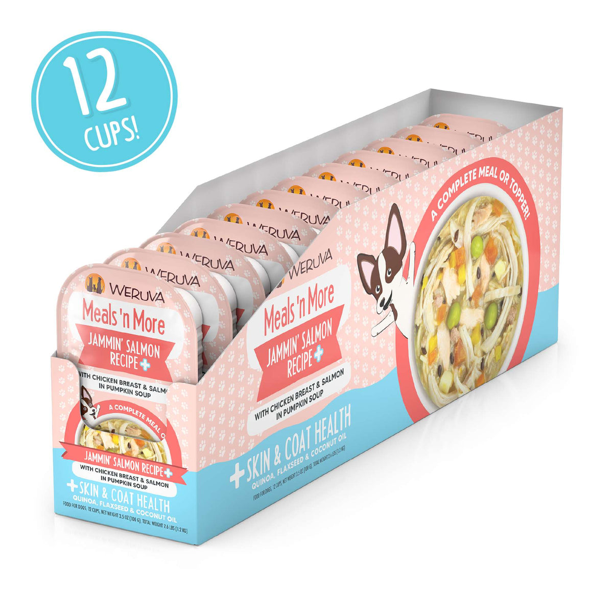 Weruva Meals N&#39; More Jammin&#39; Salmon Recipe+ Chicken &amp; Salmon in Pumpkin Soup Dog Food Cup
