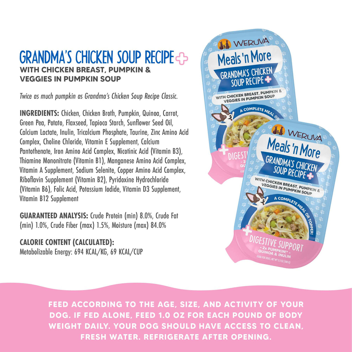 Weruva Meals &#39;n More Grandma&#39;s Chicken Soup Recipe+ Chicken, Pumpkin &amp; Veggies Dog Food Cup