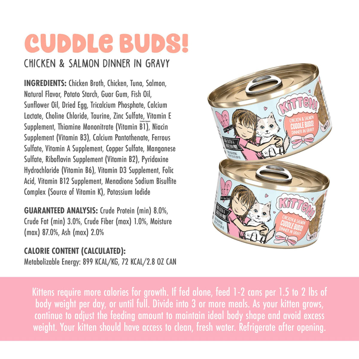 BFF Kitten! Chicken and Salmon Cuddle Buds! Canned Cat Food