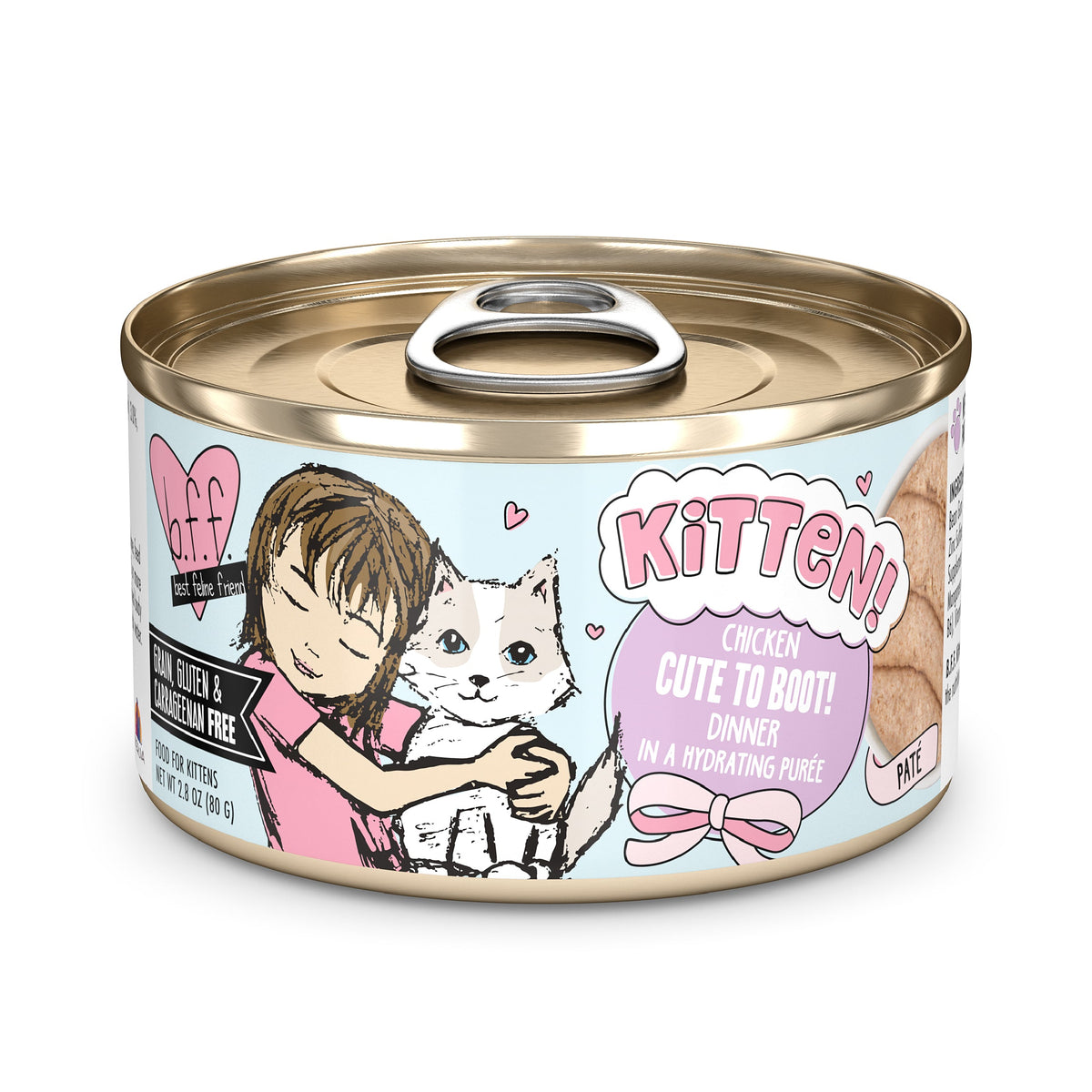 BFF Kitten! Chicken Cute to Boot! Dinner in Hydrating Purée Canned Cat Food