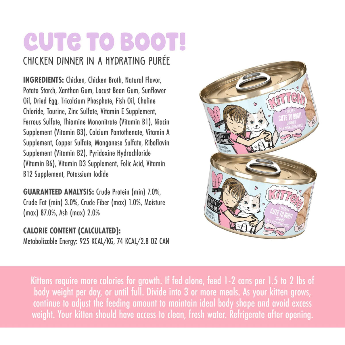 BFF Kitten! Chicken Cute to Boot! Dinner in Hydrating Purée Canned Cat Food