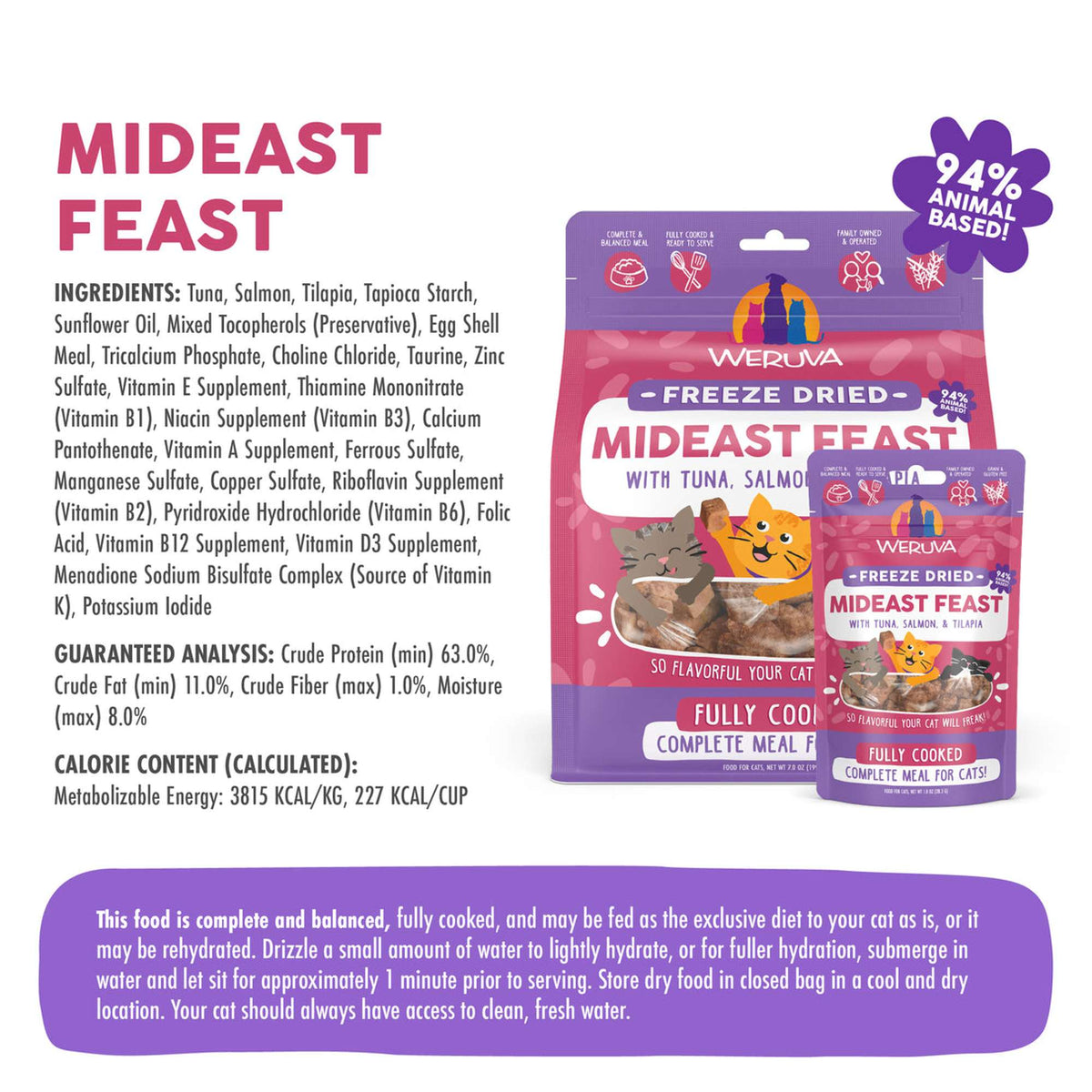 Weruva Freeze-Dried Mideast Feast with Tuna, Salmon &amp; Tilapia Cat Food