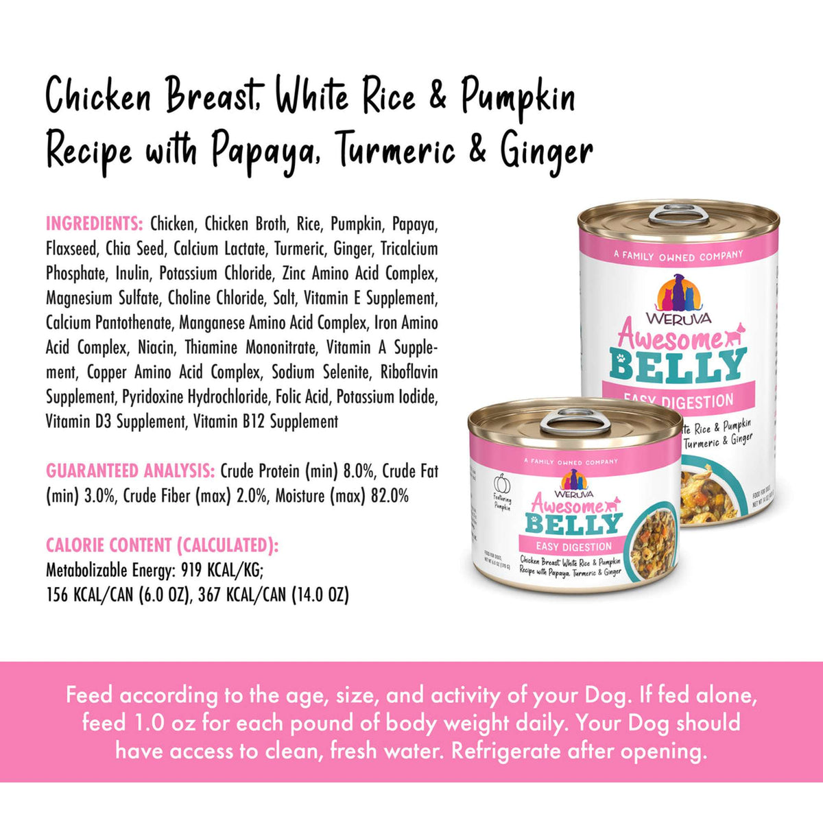 Weruva Awesome Belly Chicken Breast, White Rice &amp; Pumpkin Recipe with Papaya, Turmeric &amp; Ginger Canned Dog Food