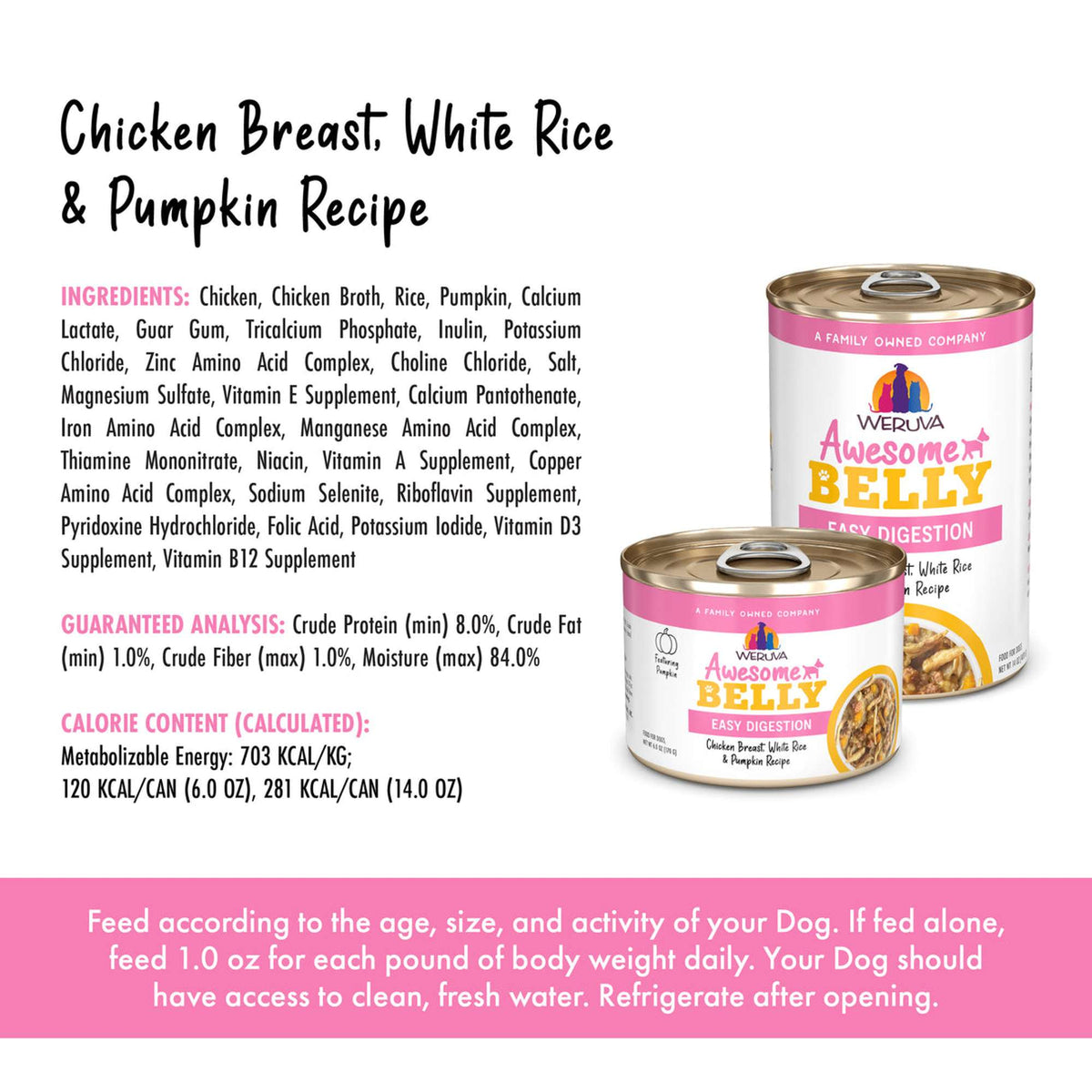 Weruva Awesome Belly Chicken Breast, White Rice &amp; Pumpkin Recipe Canned Dog Food