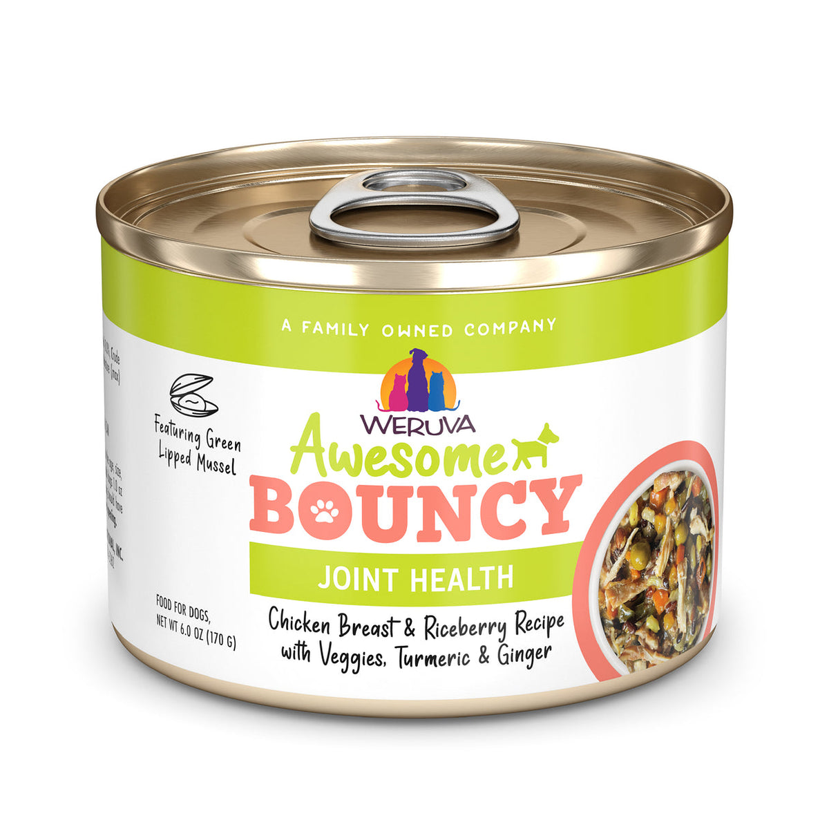 Weruva Awesome Bouncy Joint Health Chicken Breast &amp; Riceberry Recipe with Veggies, Turmeric &amp; Ginger Canned Dog Food
